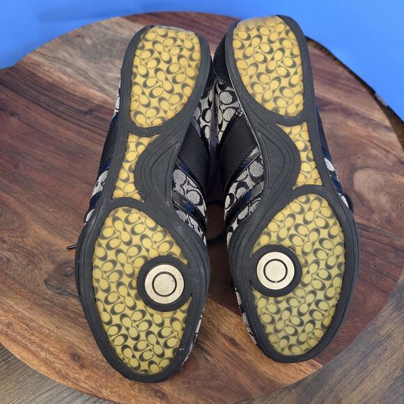 COACH Remonna Signature Jacquard C Pattern Suede Sneakers Black Gray Women's 8 - Picture 7 of 10